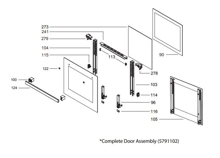 Tisira Oven Full Door Assembly TFCM629WE - 5791102