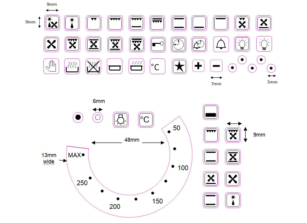 Oven Decals & Symbols Cooktops & Ranges Appliance Spares