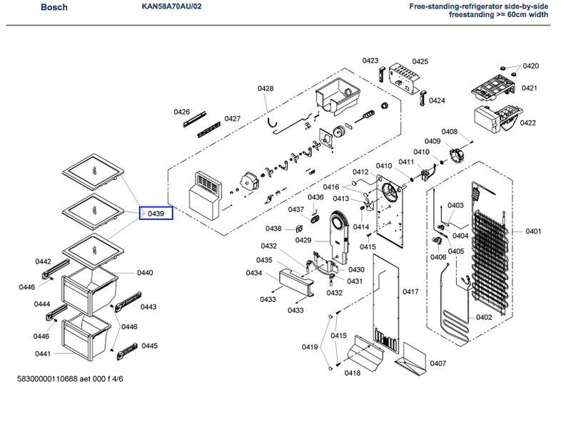 Bosch Freezer Glass Shelf Top 3 Positions 295x293mm - 00446034