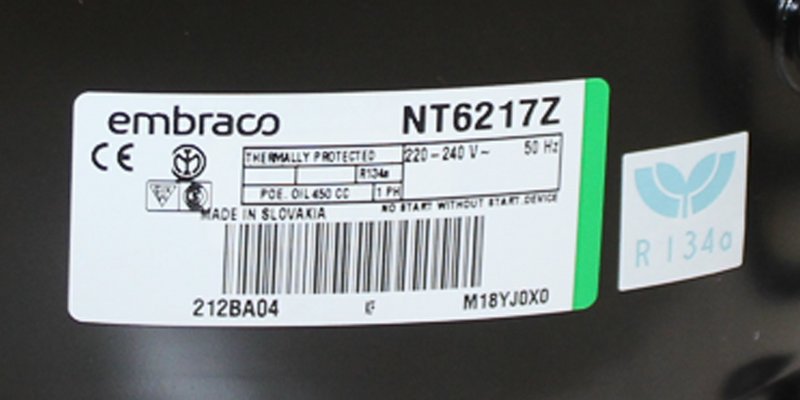 Embraco Compressor NT6217Z R134a MHBP 20.44cc 3/4HP