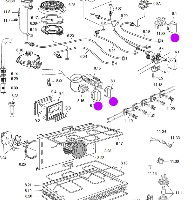 2183009379 Delonghi Oven Thermostat Selector Switch and Light Knob ORIGINAL Knob