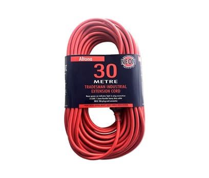 Altona Extra Heavy Duty Extension Lead 30m 1.5mm 3 Core 15amp Rated 10amp Pin Plug PVC Red - EC30XHDN