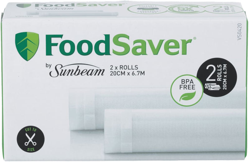 Sunbeam Foodsaver Vacuum Sealer 20cm Rolls 2 Pack - VS0420